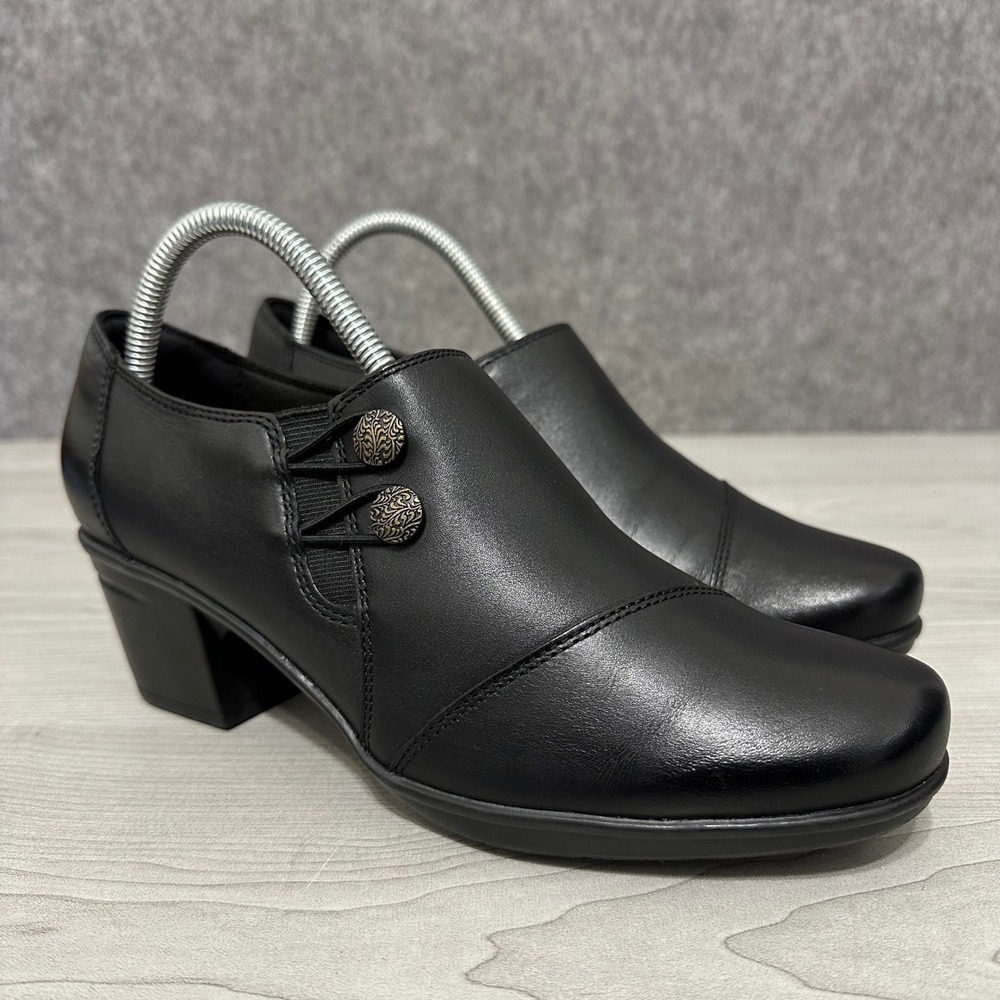 Clarks Collection Emslie Warren Women's Sz 9 Black Leather Ankle Booties Shoes